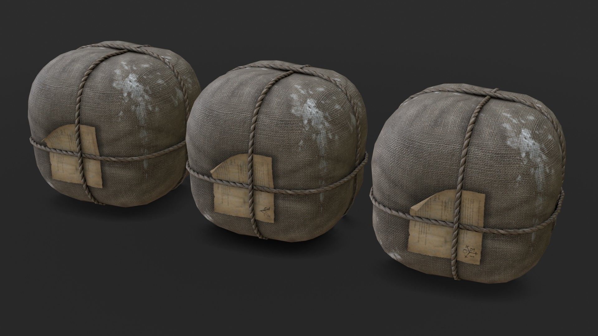 Old Bag and Crates Low-poly 3D model_7