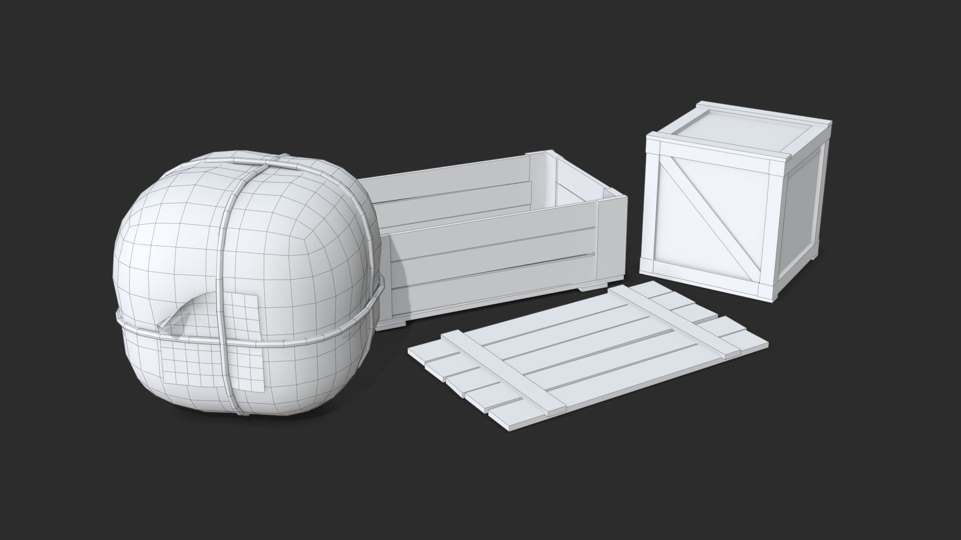 Old Bag and Crates Low-poly 3D model_12