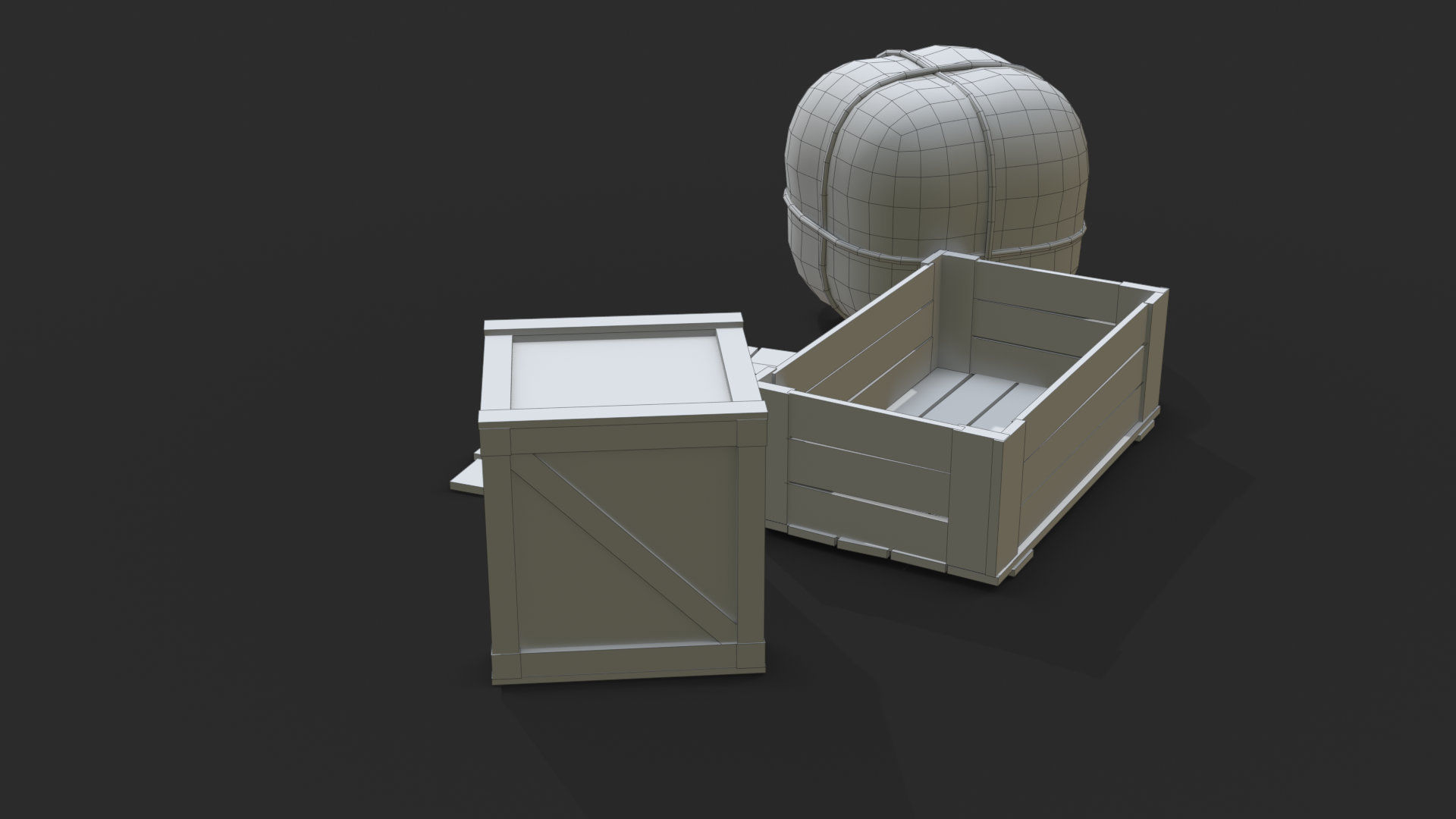 Old Bag and Crates Low-poly 3D model_16