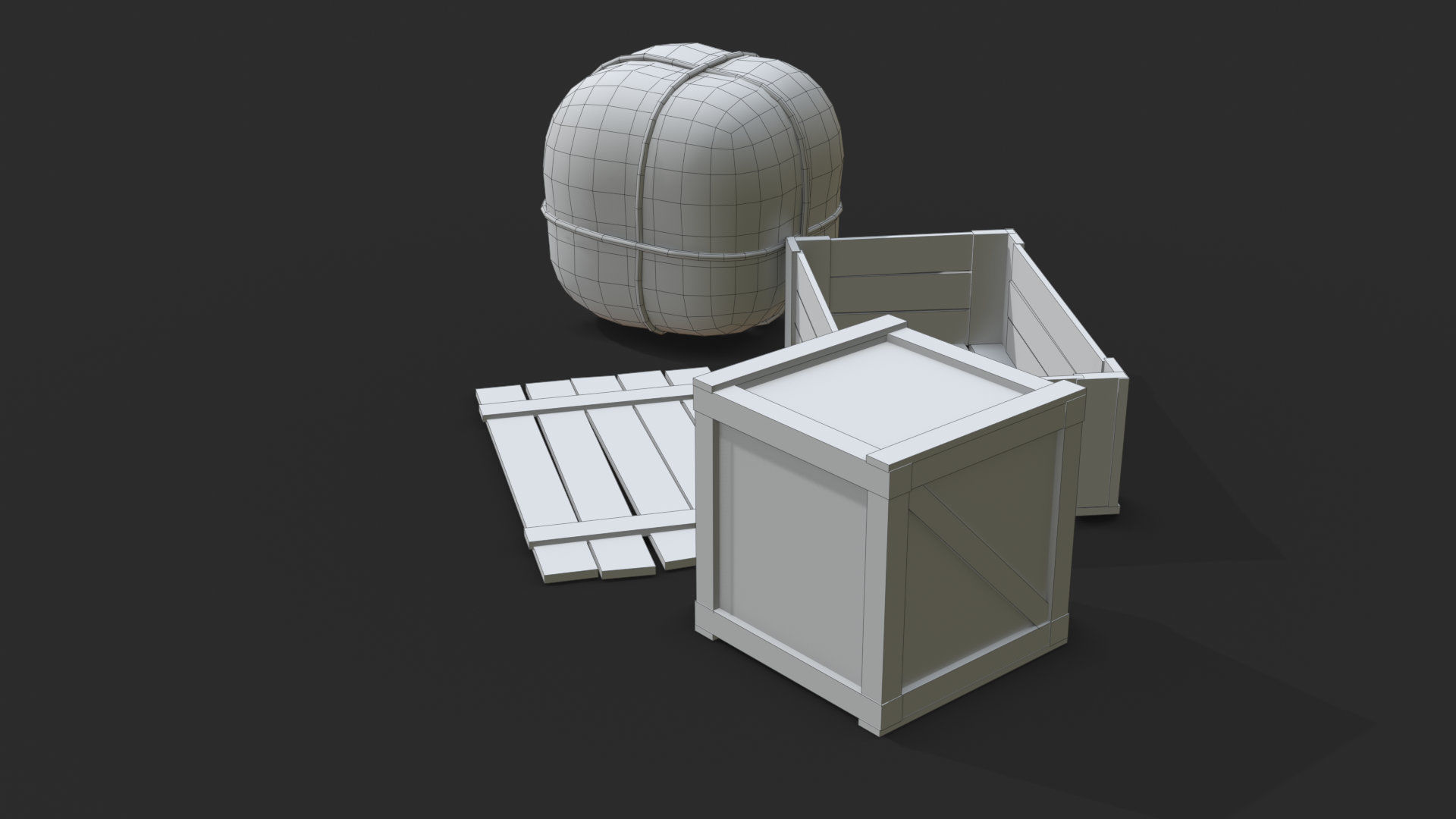 Old Bag and Crates Low-poly 3D model_15