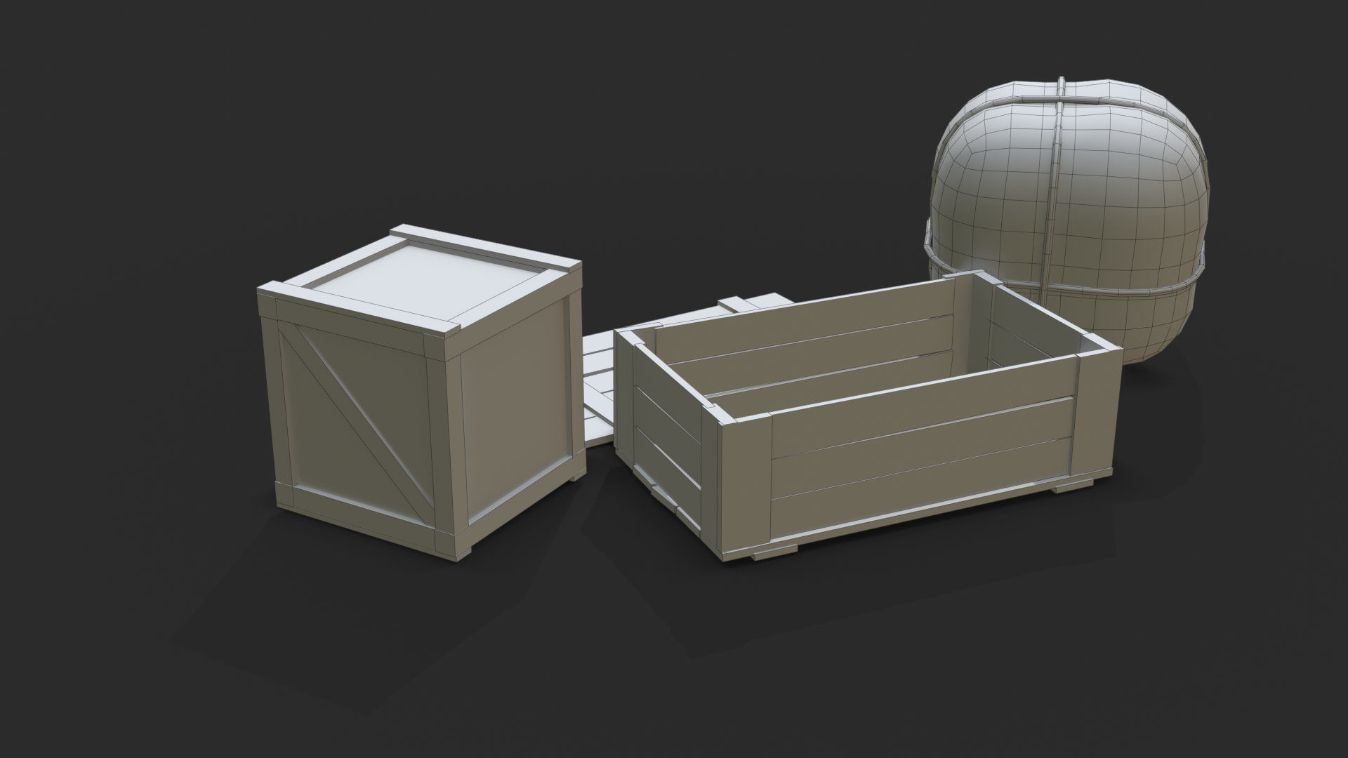 Old Bag and Crates Low-poly 3D model_17