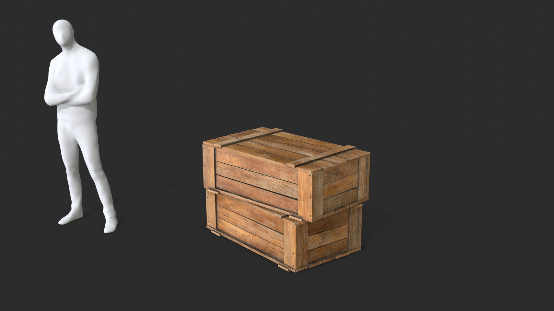 Old Bag and Crates Low-poly 3D model_9