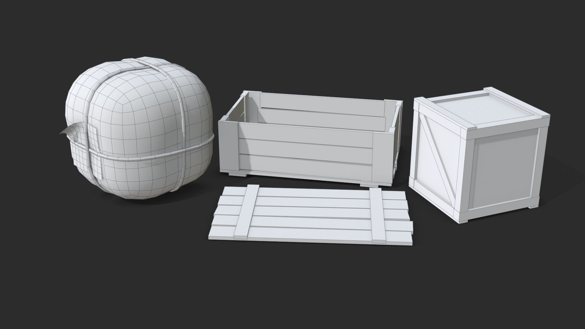 Old Bag and Crates Low-poly 3D model_13