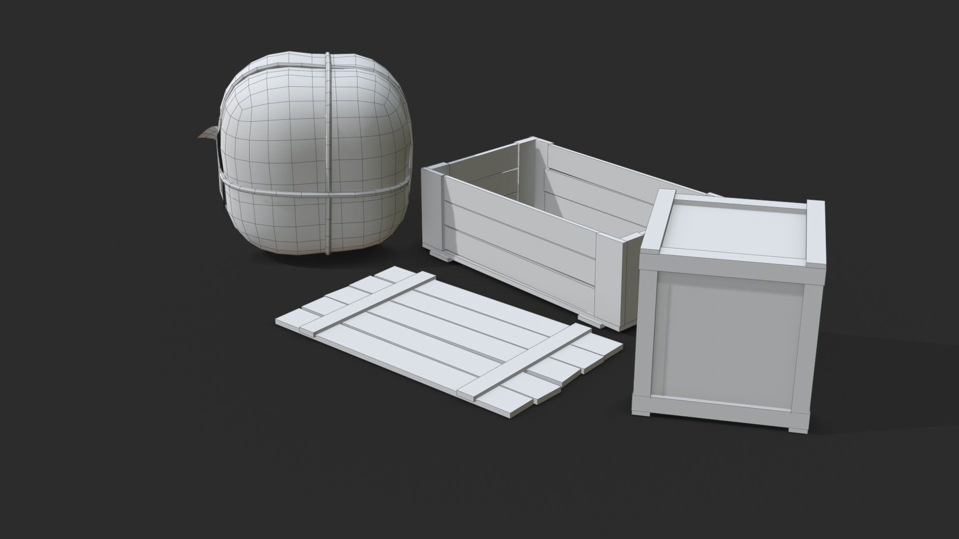 Old Bag and Crates Low-poly 3D model_14