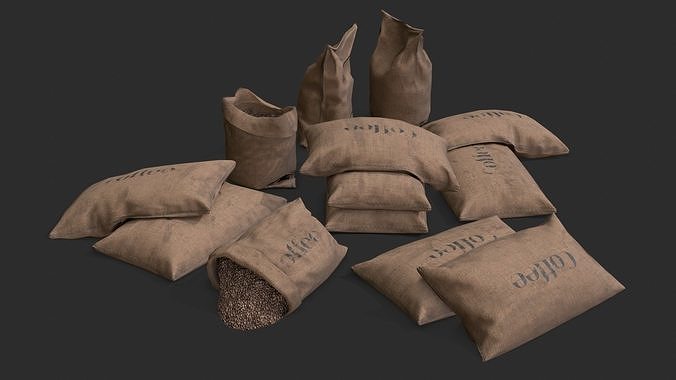 Coffee Bags Assets Low-poly 3D model 5
