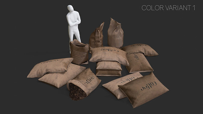 Coffee Bags Assets Low-poly 3D model 2