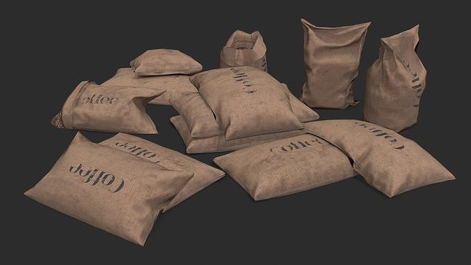 Coffee Bags Assets Low-poly 3D model 6