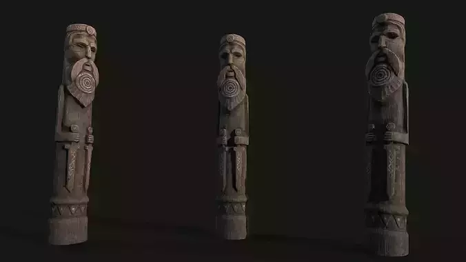 Totem wood 3 pbr 4k  Low-poly 3D model