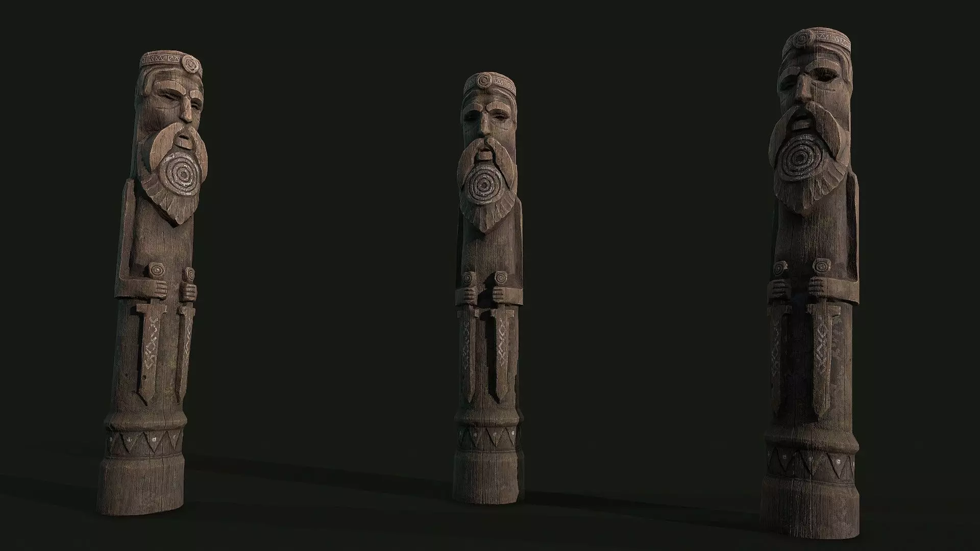 Totem wood 3 pbr 4k  Low-poly 3D model_0