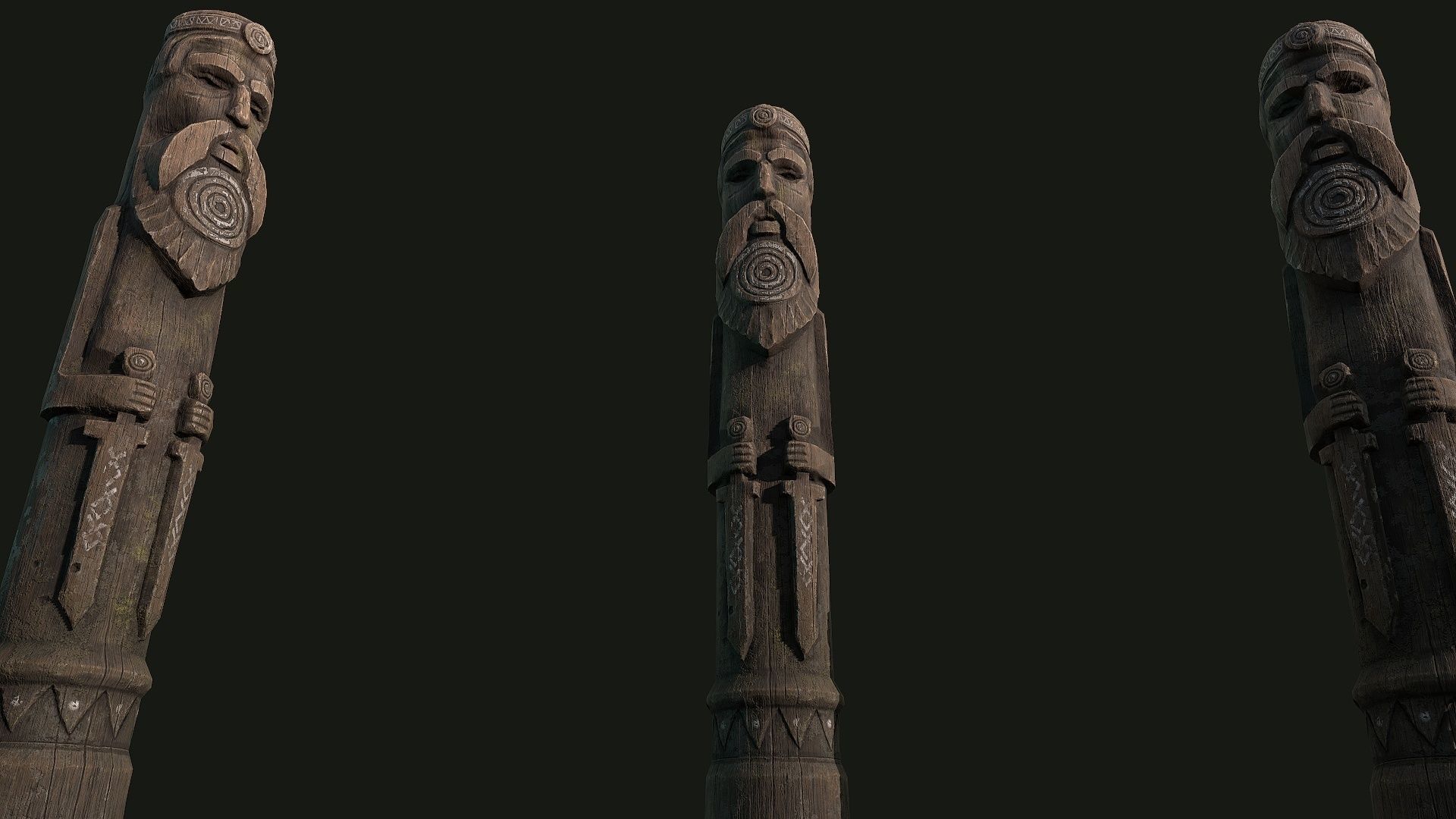 Totem wood 3 pbr 4k  Low-poly 3D model_2
