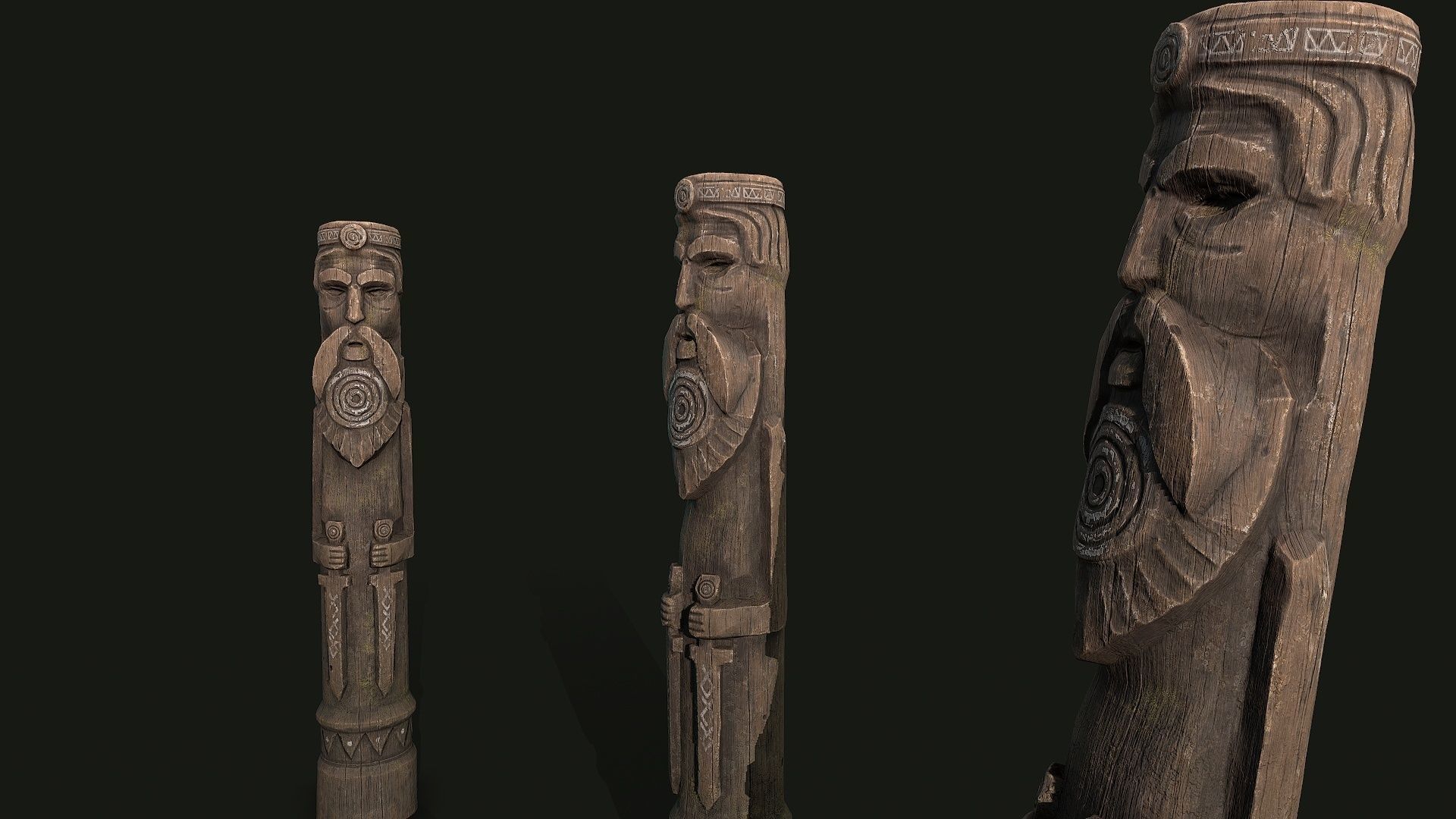 Totem wood 3 pbr 4k  Low-poly 3D model_1
