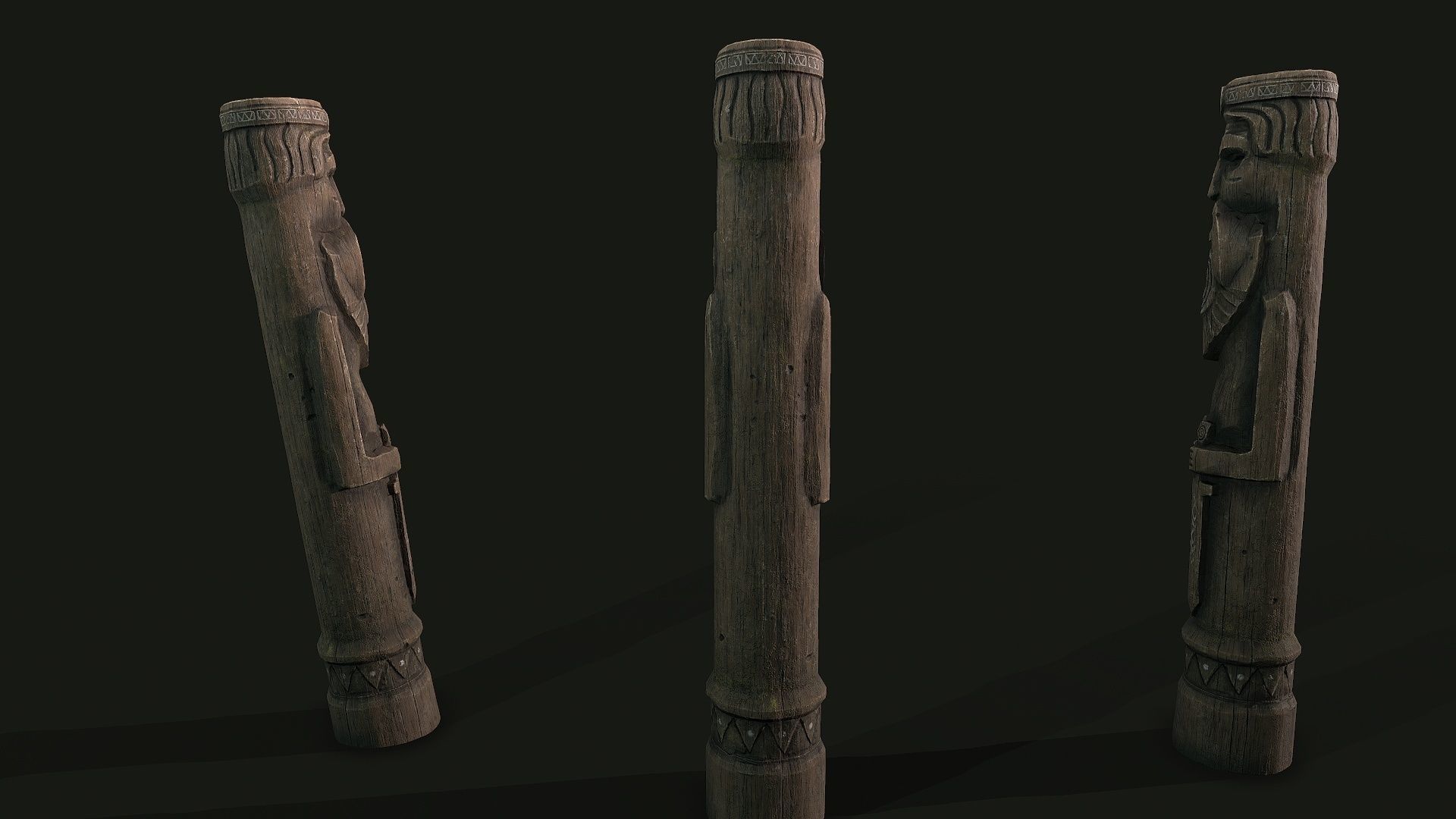 Totem wood 3 pbr 4k  Low-poly 3D model_4