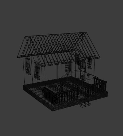 Simple low poly house 3D model_9