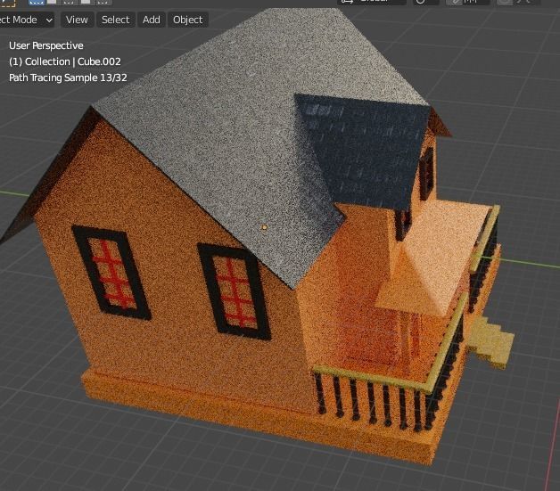 Simple low poly house 3D model_3