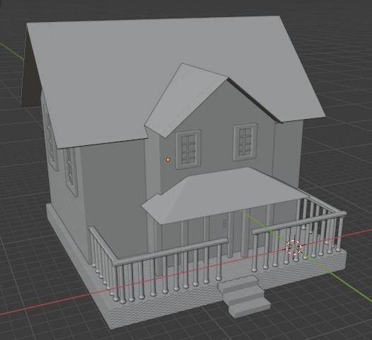 Simple low poly house 3D model_5