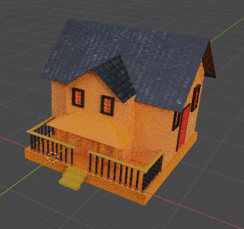 Simple low poly house 3D model_0