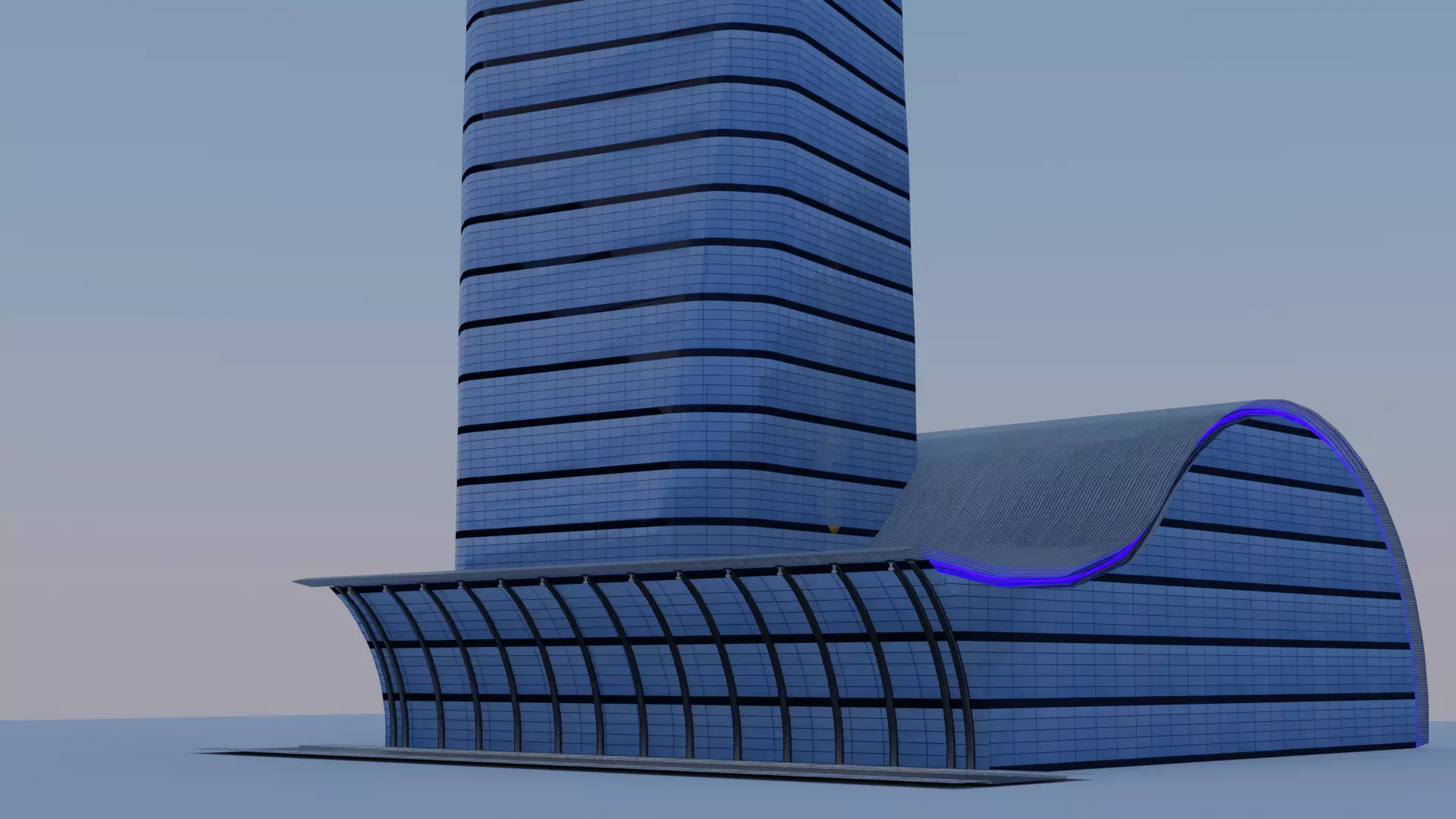 Spiraloid tower Free low-poly 3D model