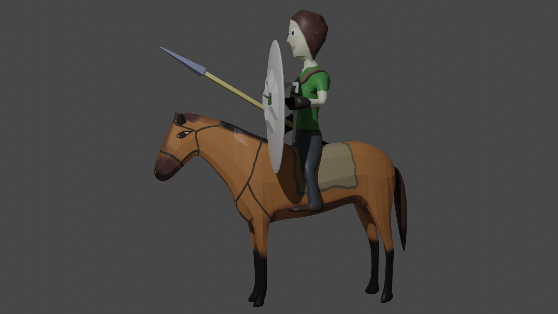 Light Cavalry Character Lowpoly Low-poly 3D model_1