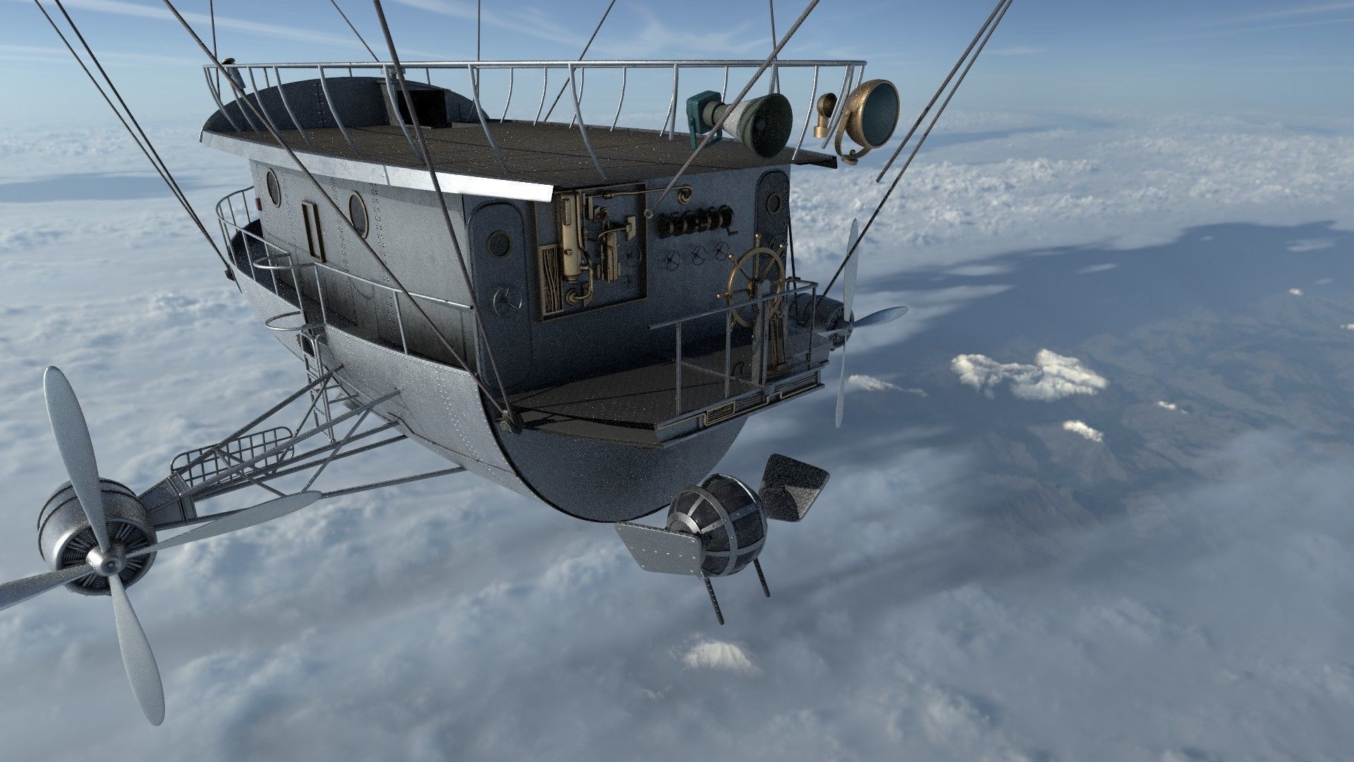 Airship Game Ready Low-poly 3D model_4