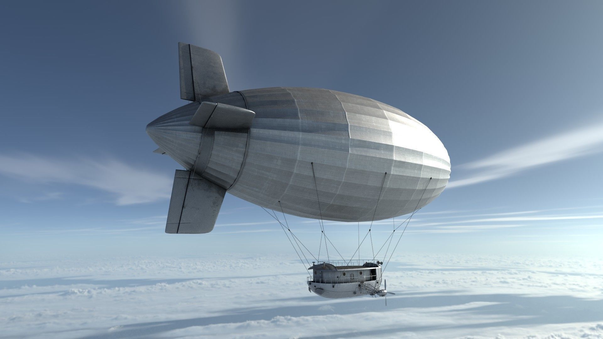 Airship Game Ready Low-poly 3D model_9