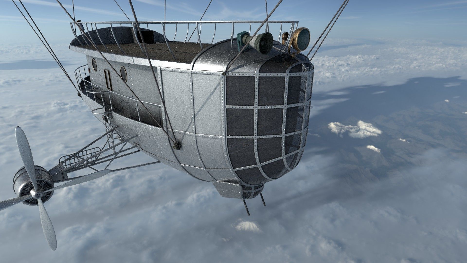 Airship Game Ready Low-poly 3D model_3