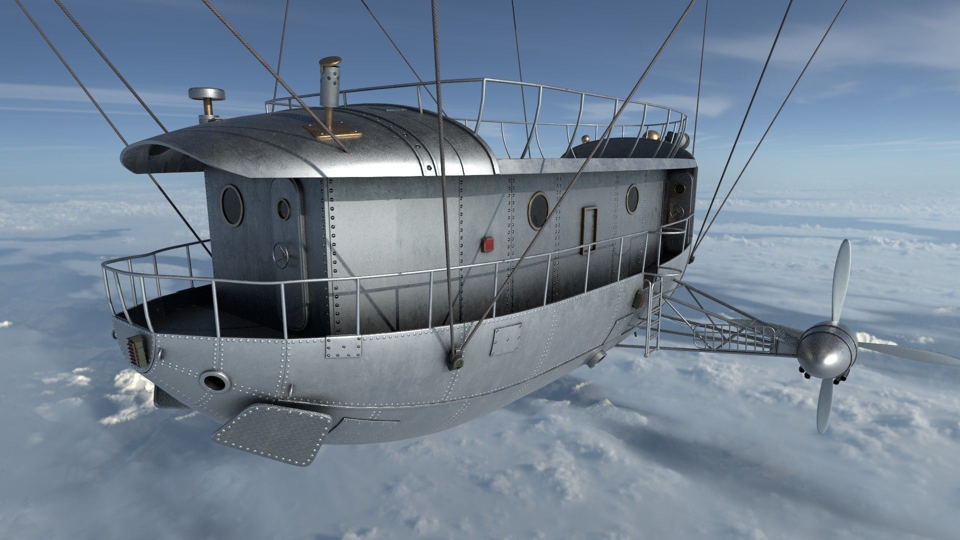 Airship Game Ready Low-poly 3D model_5
