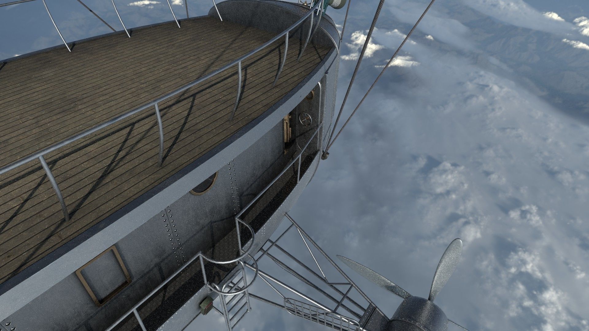 Airship Game Ready Low-poly 3D model_6