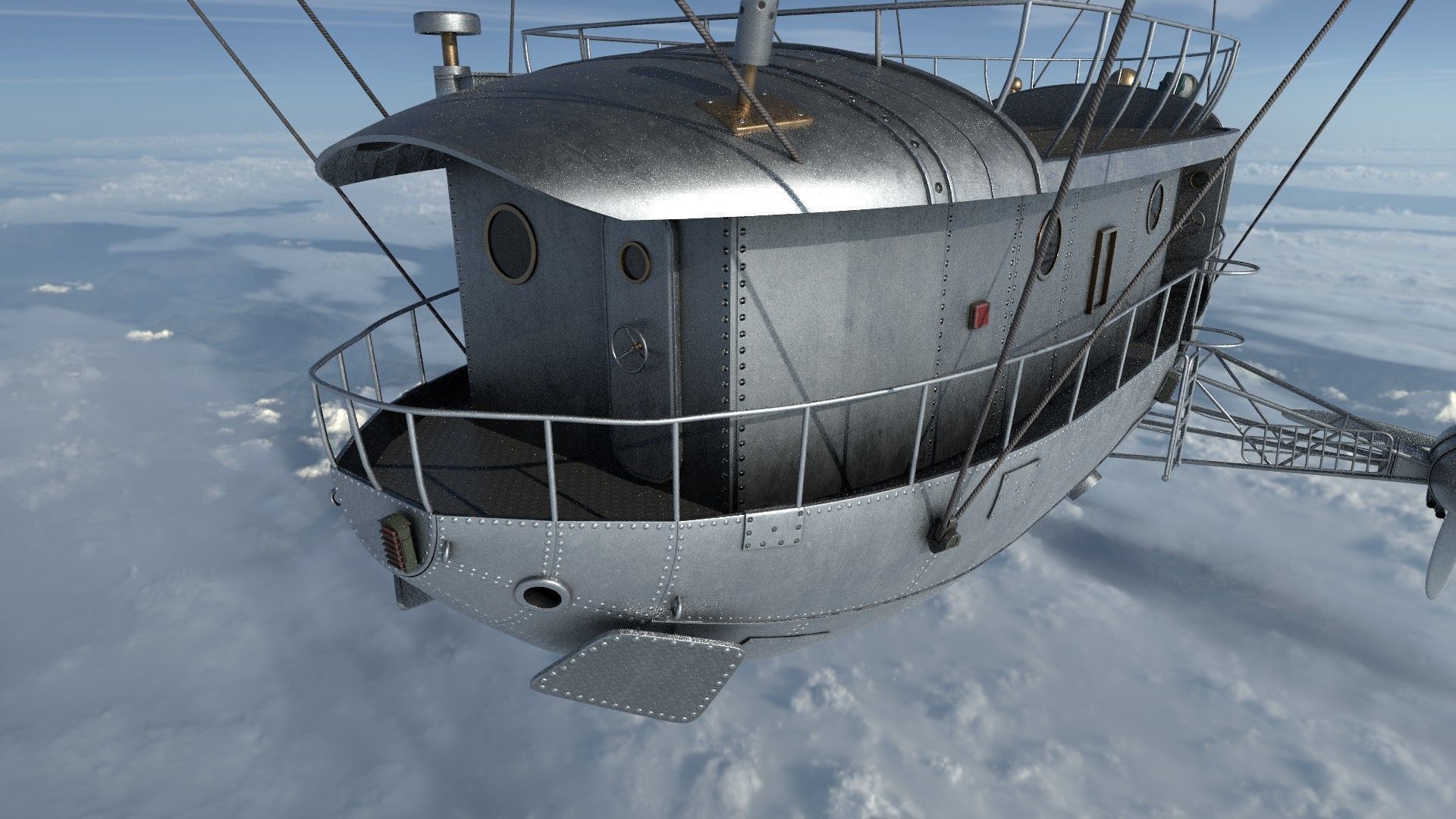 Airship Game Ready Low-poly 3D model_7