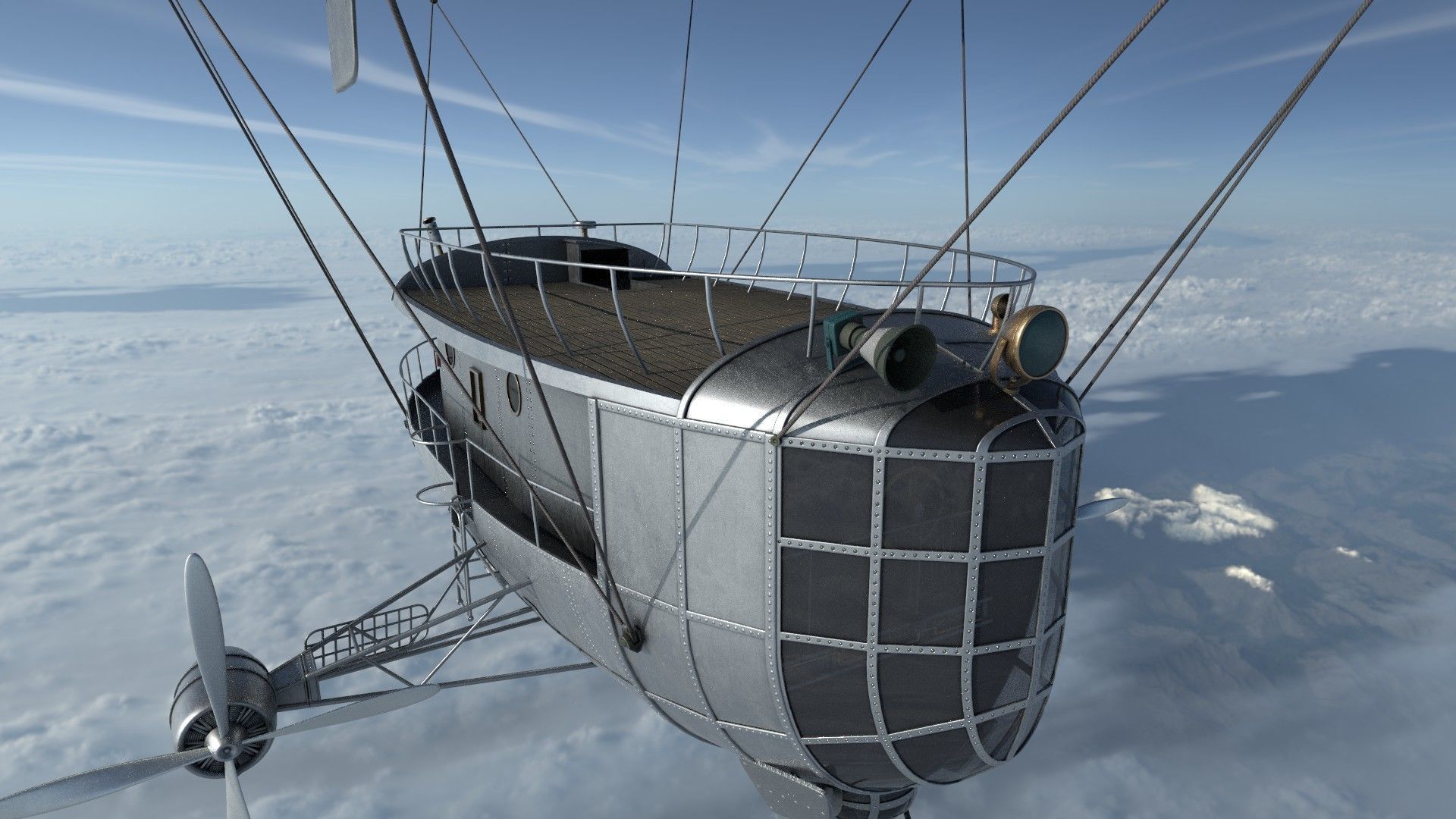 Airship Game Ready Low-poly 3D model_13