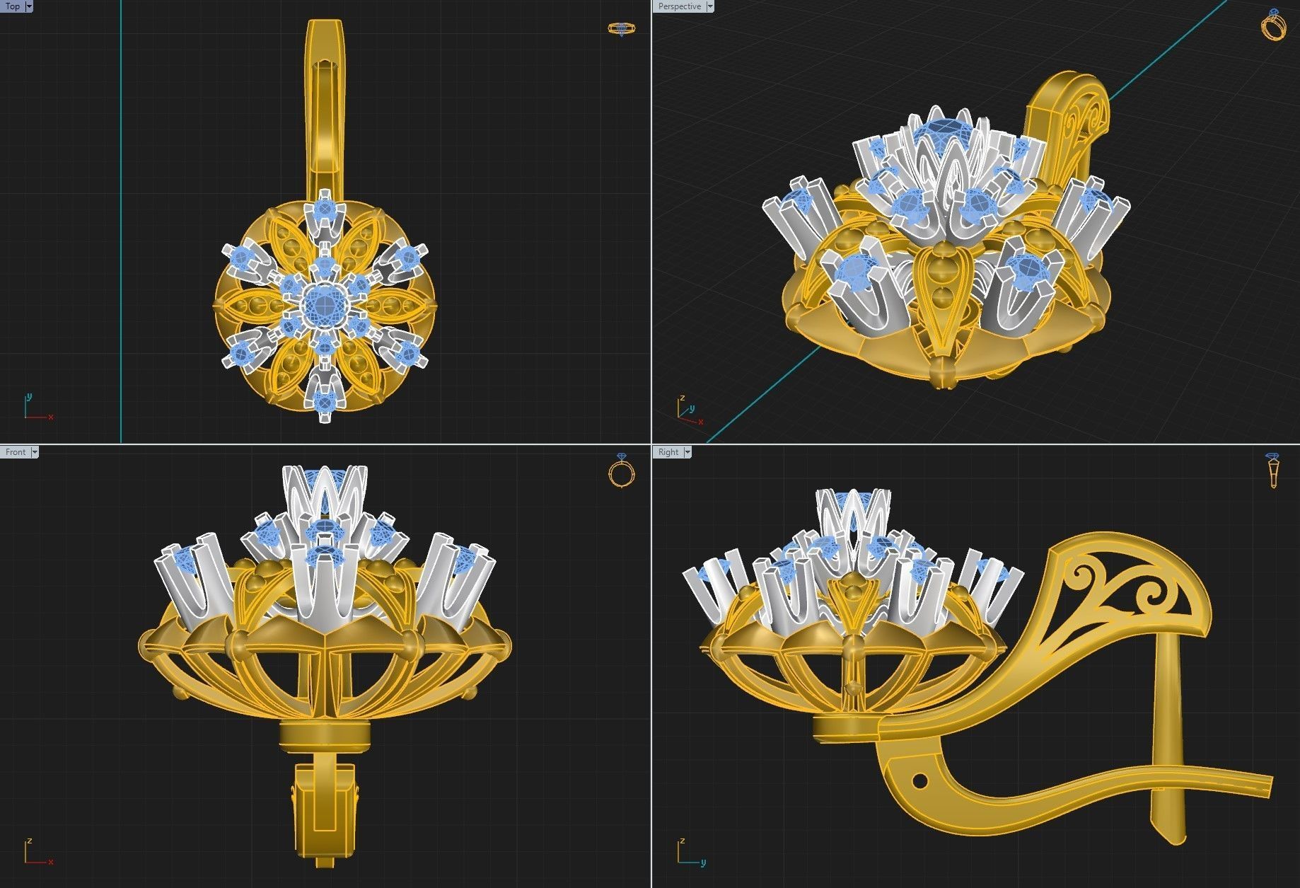 Ring and Earrings 1 3D print model_2