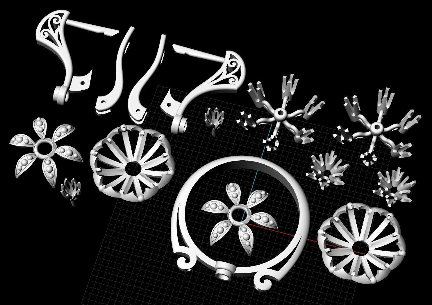 Ring and Earrings 1 3D print model_9