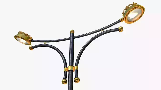 Cast iron street light lamp with 2 luminaries