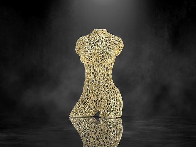 Female Torso Lattice Voroni 3D print model