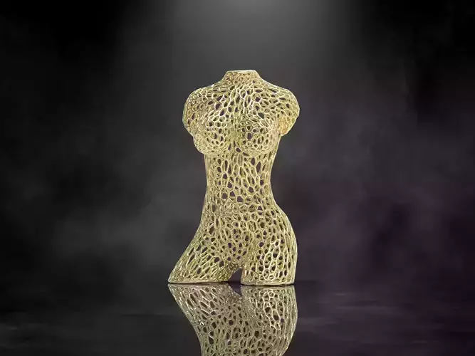 Female Torso Lattice Voroni 3D print model