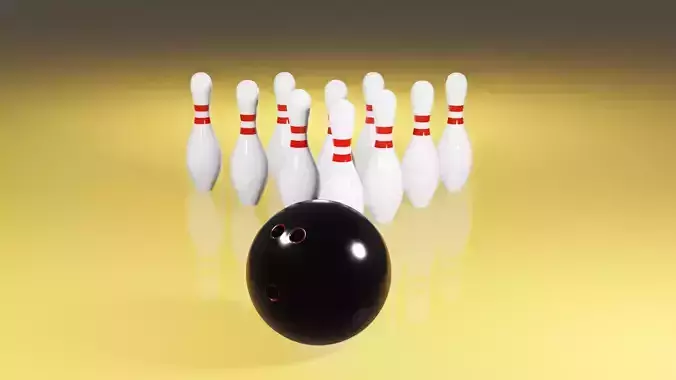 Bowling ball and pins