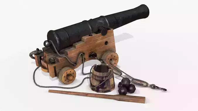 Old Naval Cannon - Wood