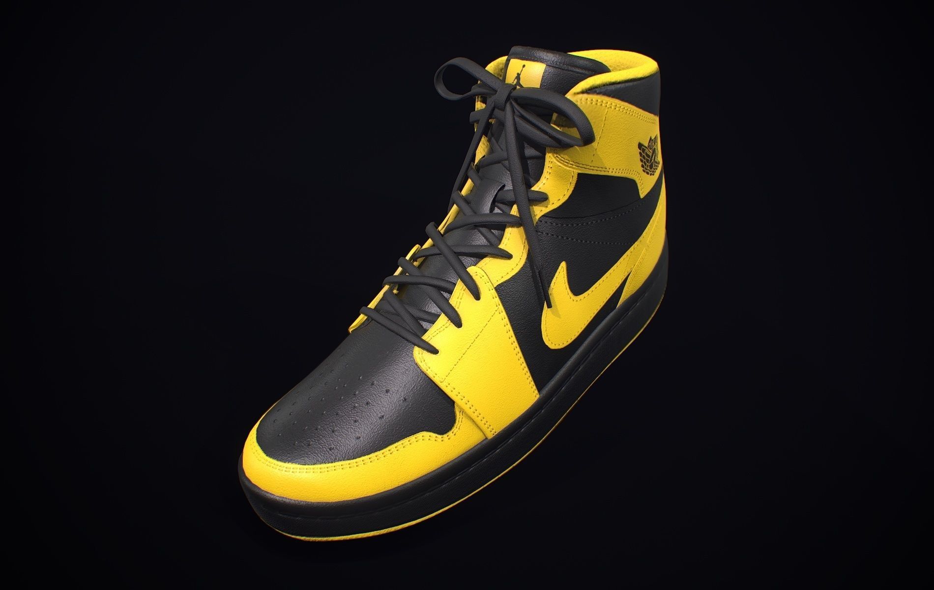  Nike Air Jordan Yellow Black Low-poly 3D model_4