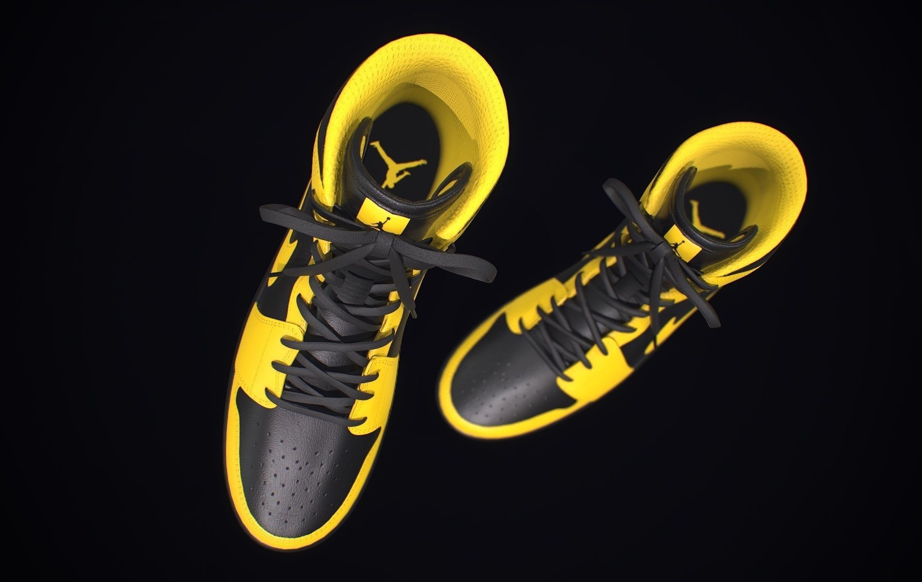 Nike Air Jordan Yellow Black Low-poly 3D model_12
