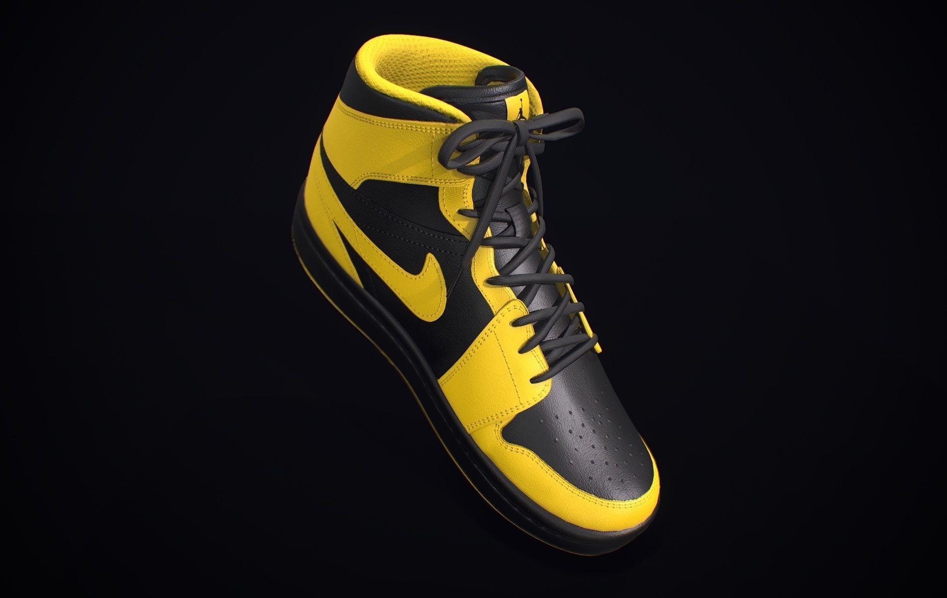  Nike Air Jordan Yellow Black Low-poly 3D model_5