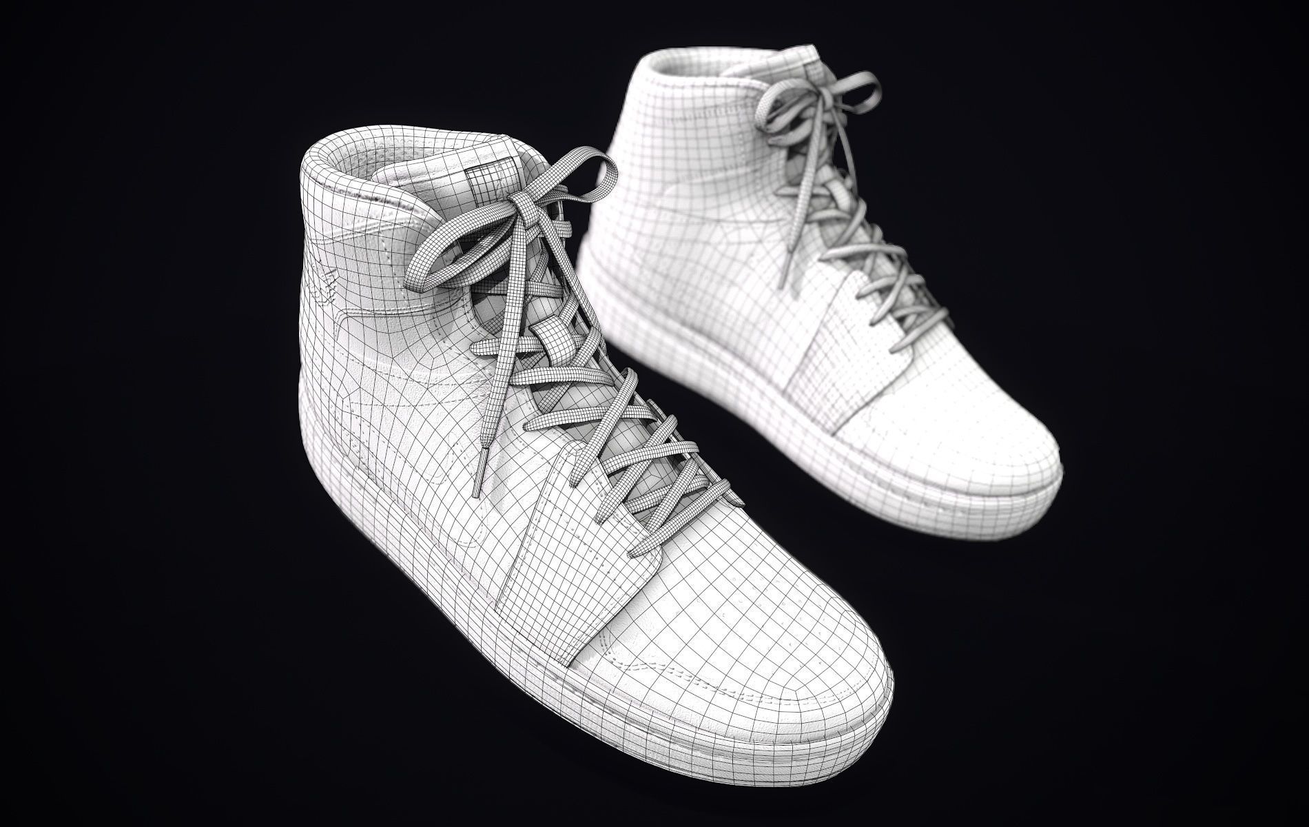  Nike Air Jordan Yellow Black Low-poly 3D model_18