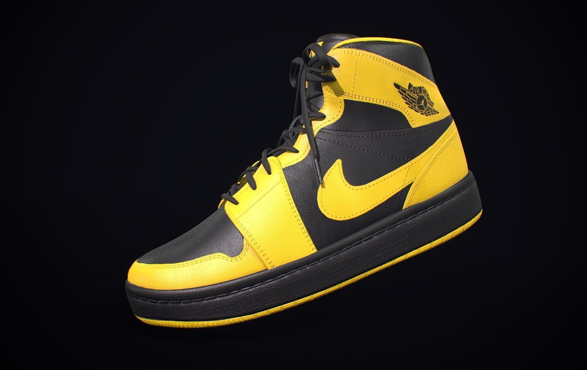  Nike Air Jordan Yellow Black Low-poly 3D model_3