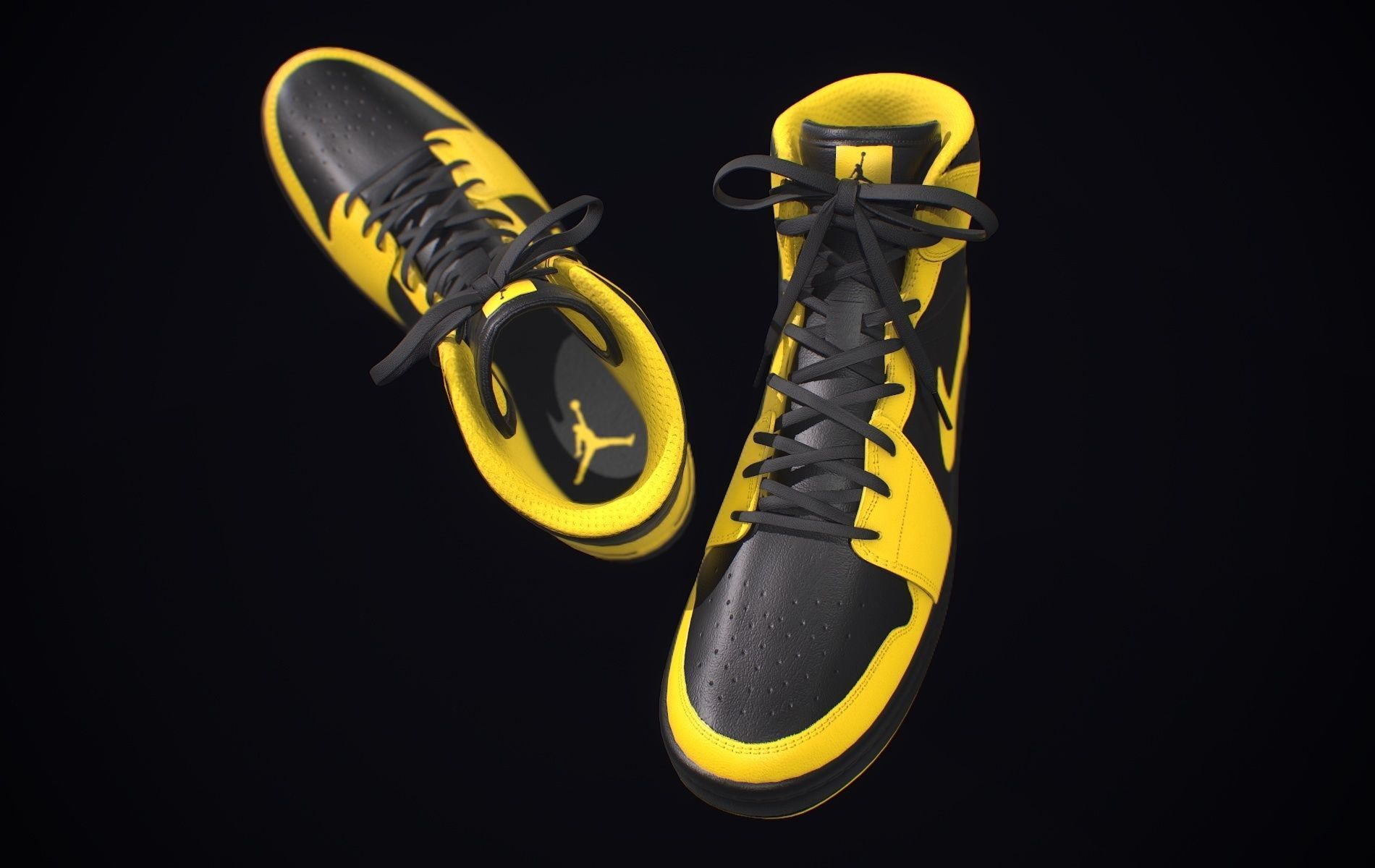  Nike Air Jordan Yellow Black Low-poly 3D model_16