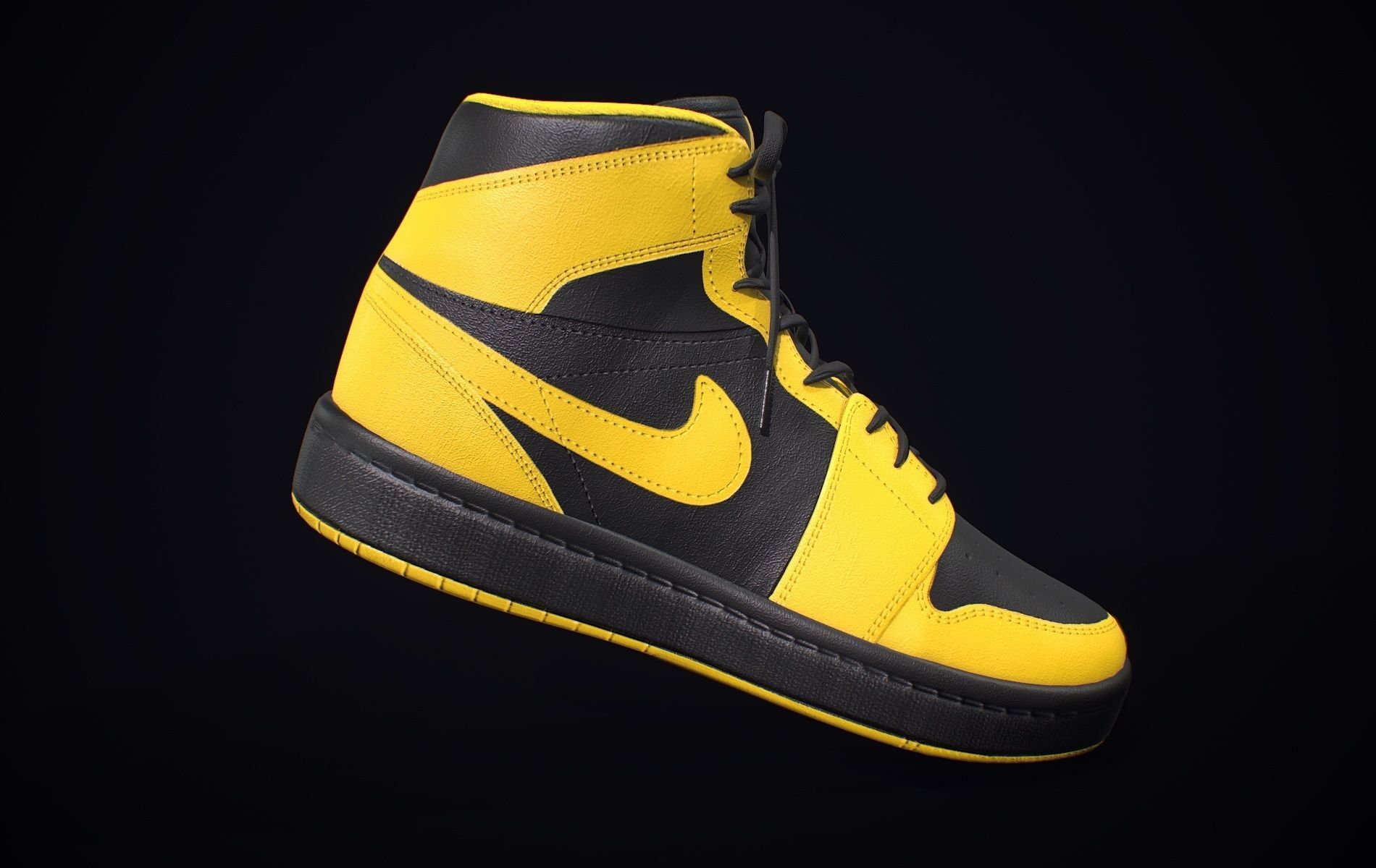  Nike Air Jordan Yellow Black Low-poly 3D model_6