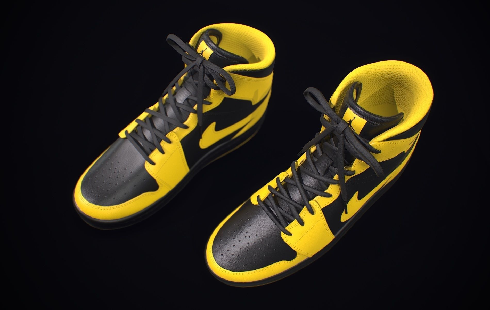  Nike Air Jordan Yellow Black Low-poly 3D model_10