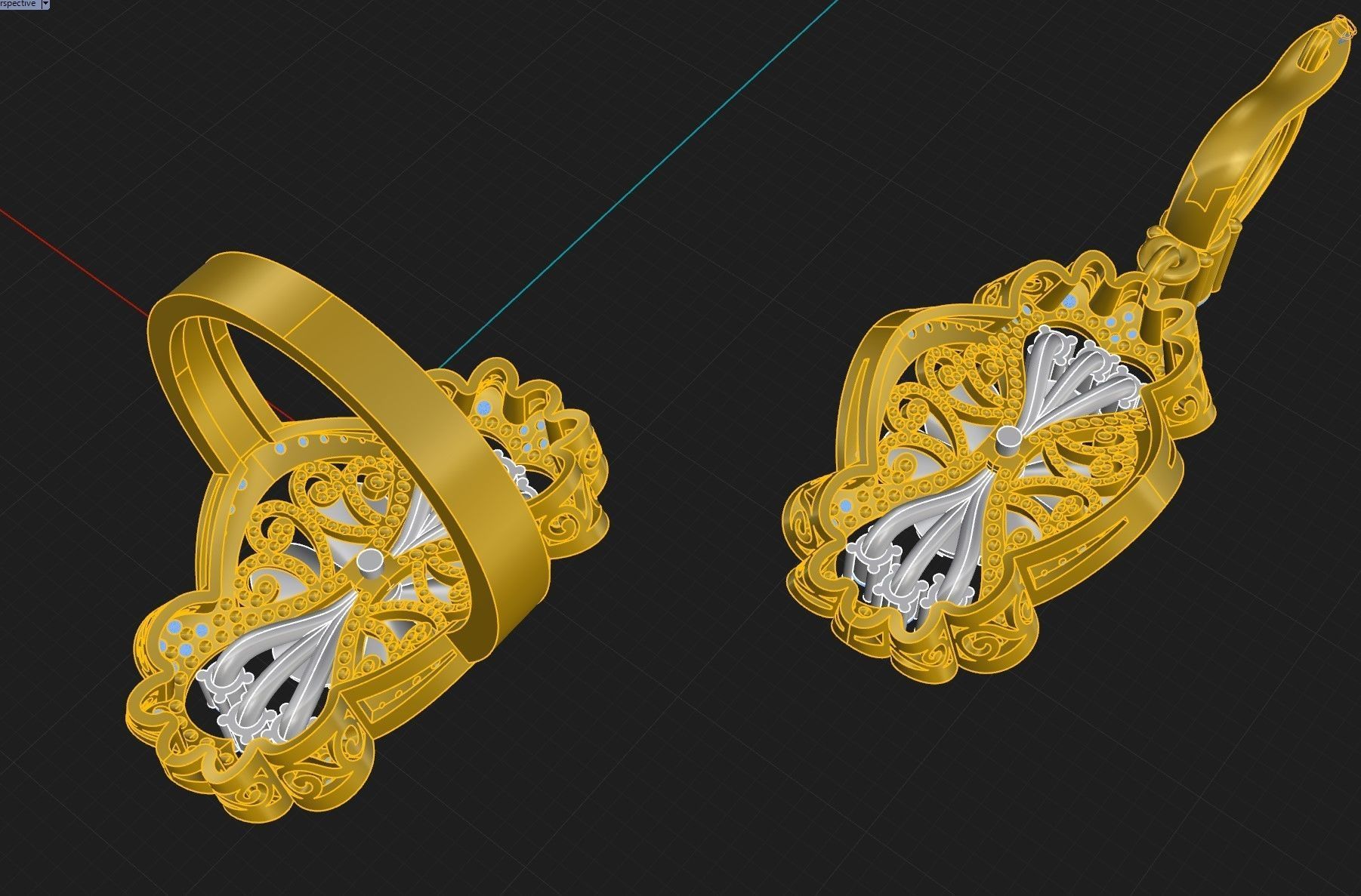 Ring and Earrings 2 3D print model_7