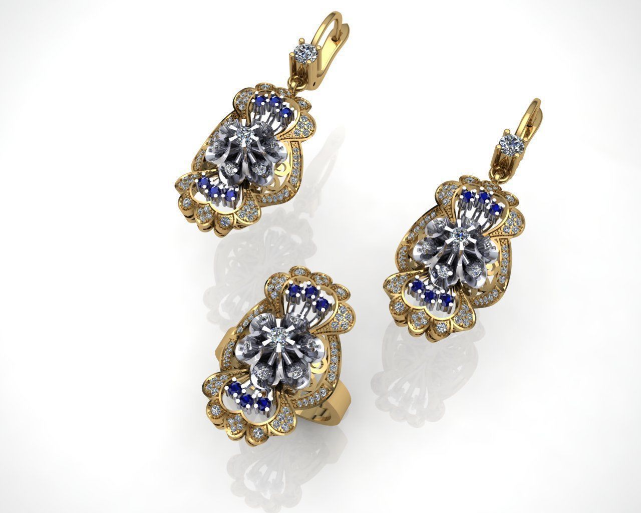 Ring and Earrings 2 3D print model_1