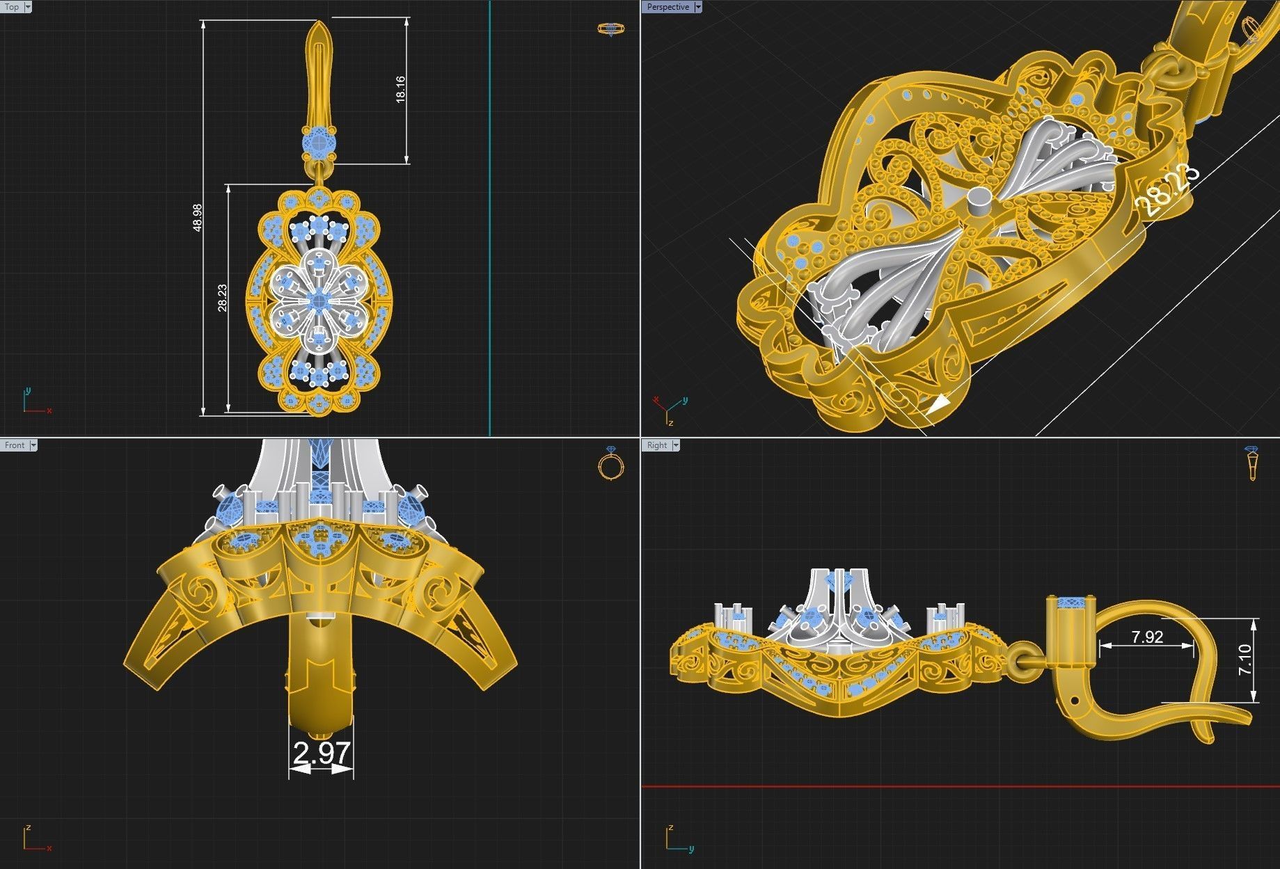 Ring and Earrings 2 3D print model_4