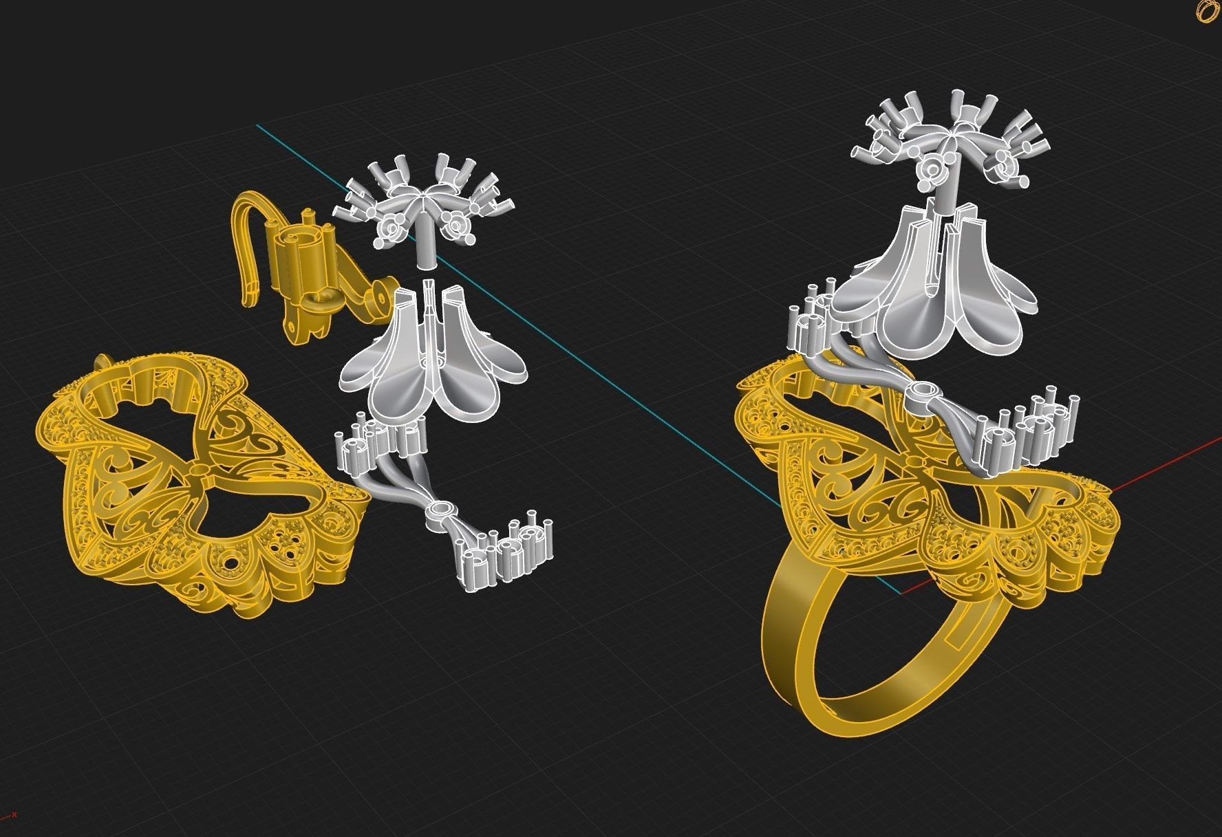 Ring and Earrings 2 3D print model_8