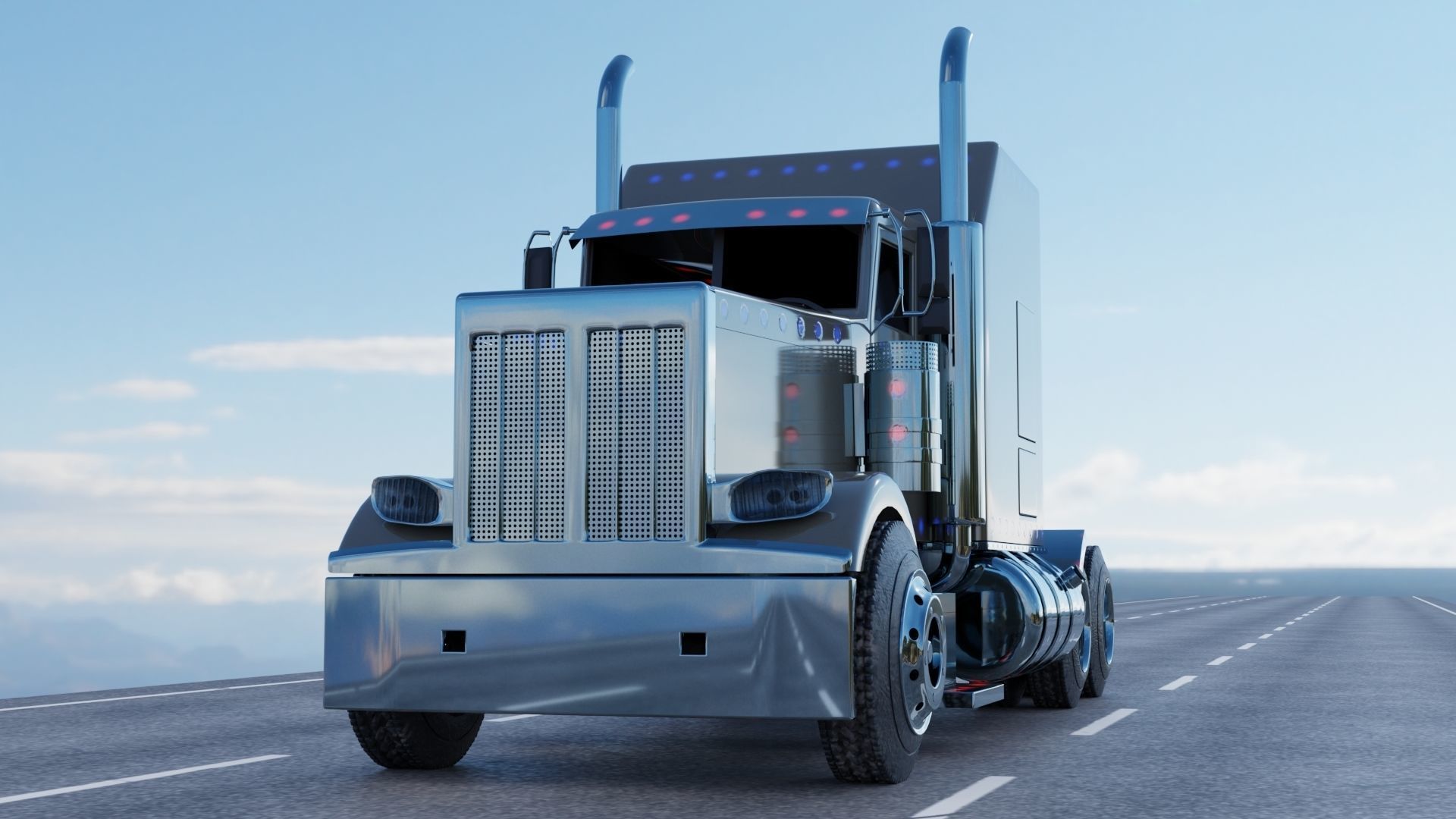 peterbilt truck Free 3D model_2