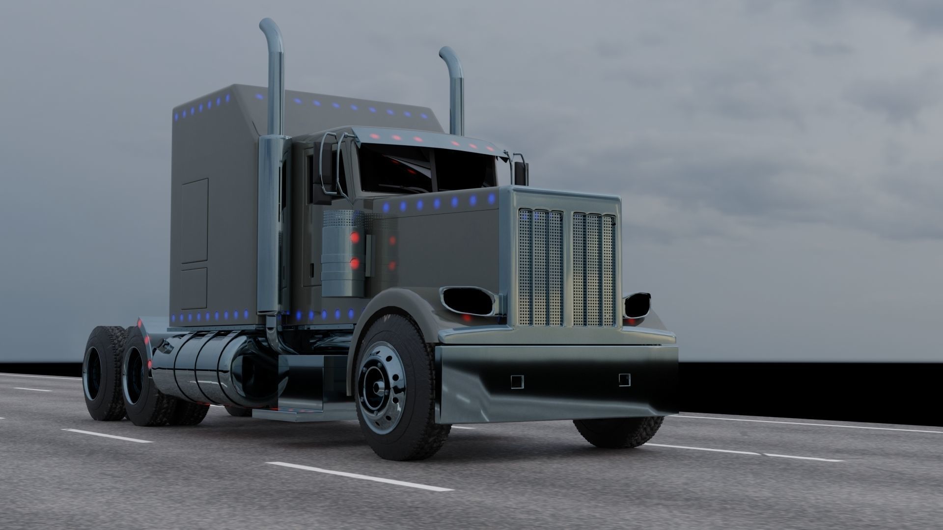 peterbilt truck Free 3D model_4